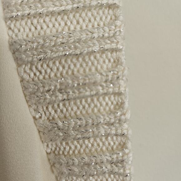 Juicy Couture Size L Ivory Sleeveless Cowl Neck Shirt Top Sweater Metallic Trim - Picture 6 of 9
